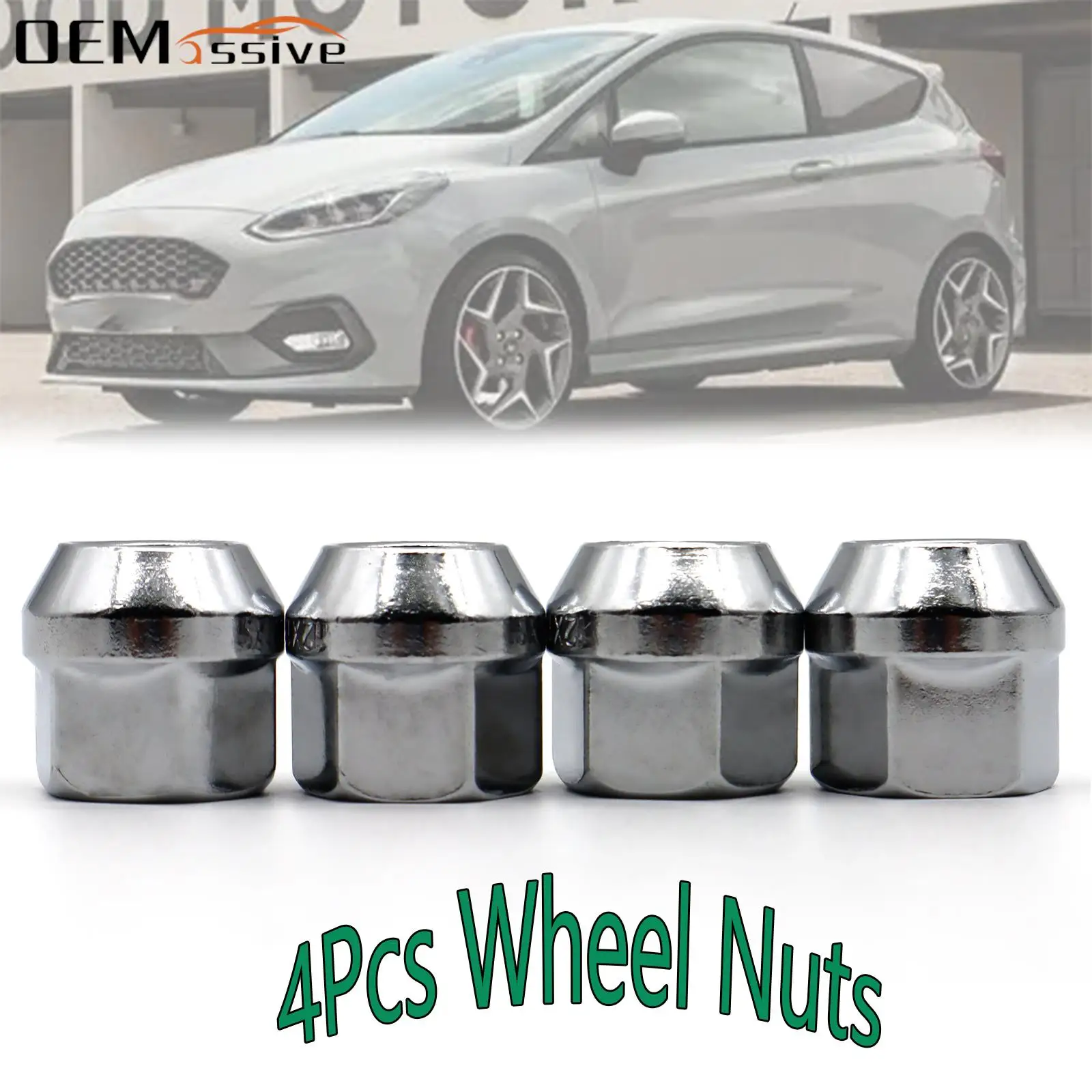 4x Silver Car Wheel Bolts Lug Nuts M12x1.5mm For Ford C-Max Cougar Ecosport Focus Mondeo Fiesta Transit Connect Street KA Kuga