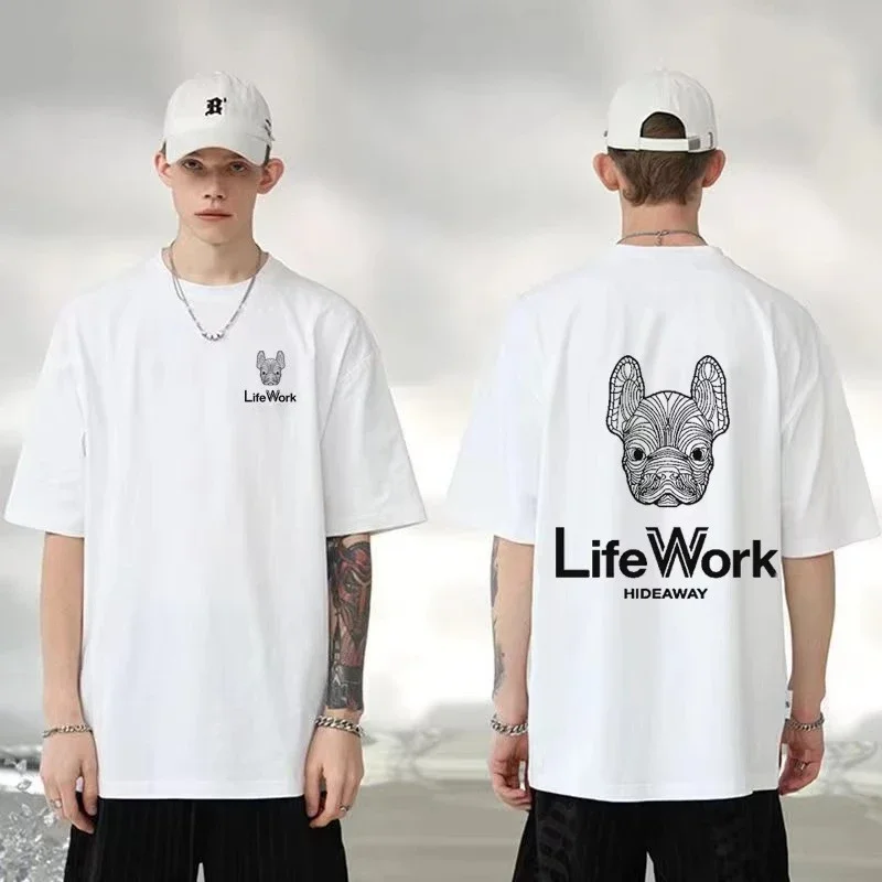 Hot Sale Vintage Korea Dog Graphic Luxury Brand Work T-shirt Cotton Men Women Kids Summer Luxury Brand Retro Loose Short Sleeve