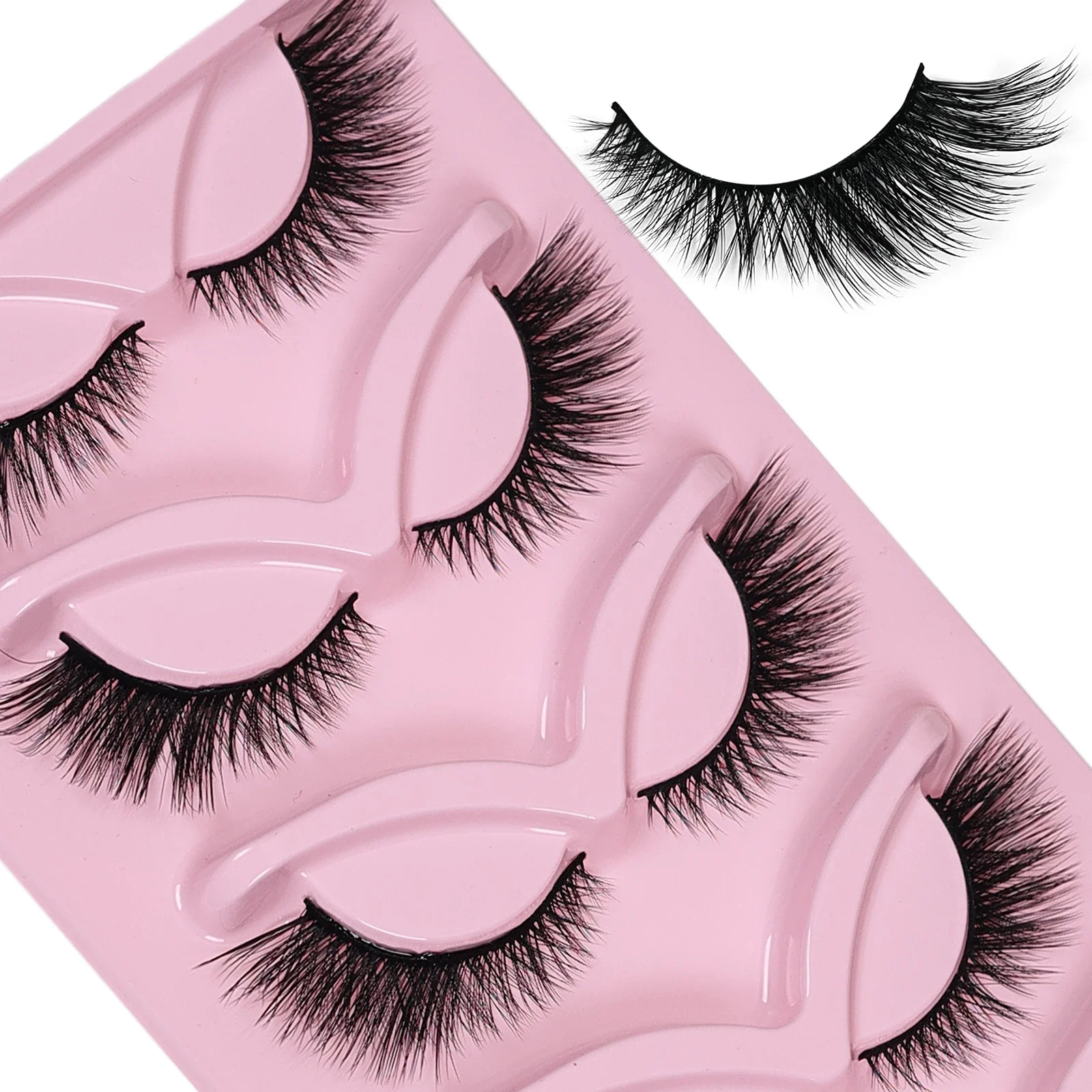 5 Pairs Cat Eye Lashes Wispy Fake Lashes Fluffy Cat Eye Lashes Extensions False Eyelashes