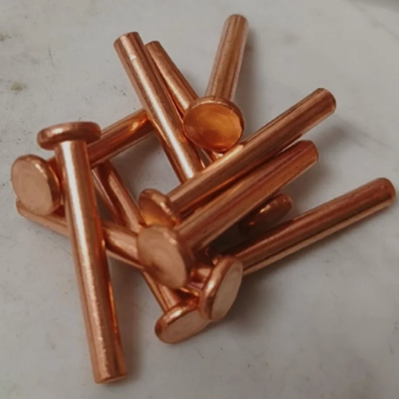 3~200pcs M1.5 M2 M2.5 M3 M4 M5 M6 M8 GB109 Copper Solid Rivets Knock Flat Head Rivet Flat Head Copper Rivets Solid Brass Rivet