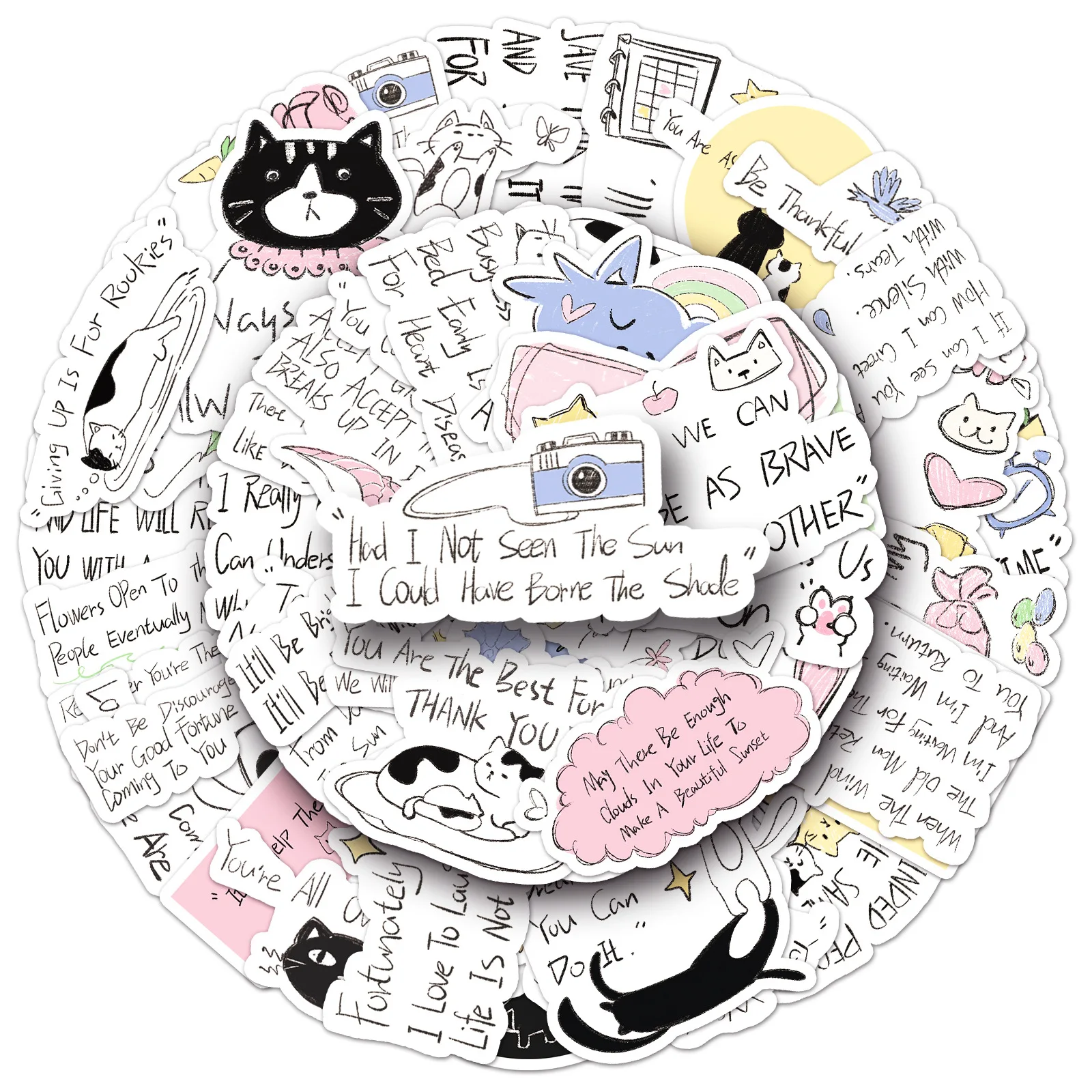 

50PCS Healing Text Graffiti Inspirational English Decorative Suitcase Guitar Thermos Cup iPad Waterproof StickersKids Toy