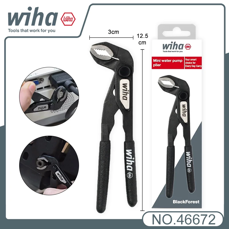 WIHA Multi-purpose 46672 water pump pliers 5 inch mini pliers single-handed precision pipe pliers 5 quick-adjustment positions