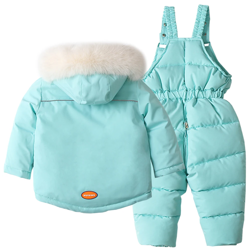 Children's Snowsuit,Boys Girls 2-Piece Down Jacket Bib Pants,Windproof Waterproof Toddler Kids Skiing Wear,Winter Jumpsuits