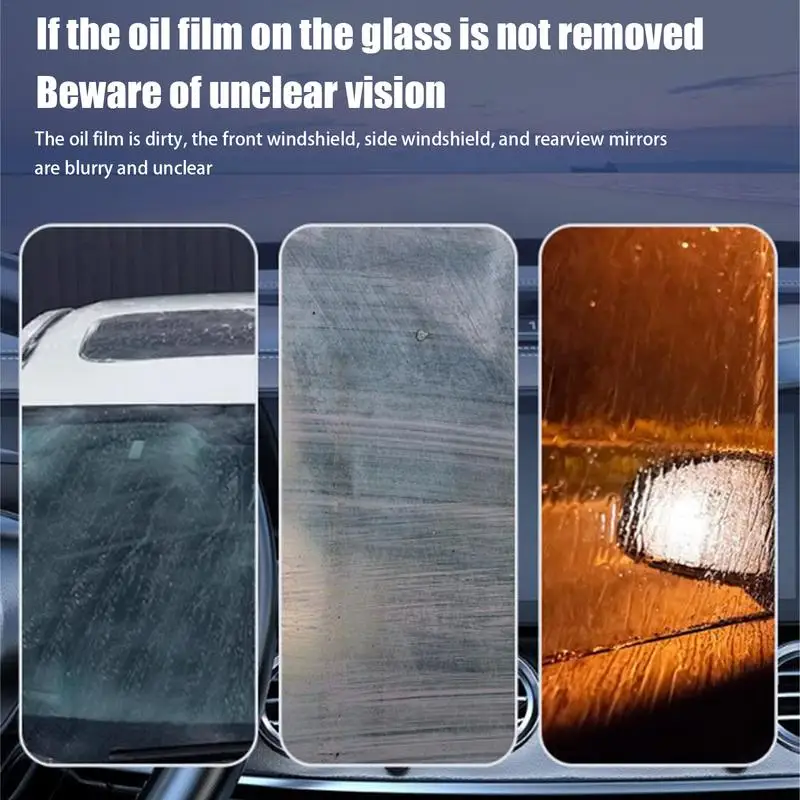 Glass Cleaning Board Windshield Oil Film Stain Removal 120ml Automotive Oil Film Cleaner Glass Defogging Cleaning Brush Oil