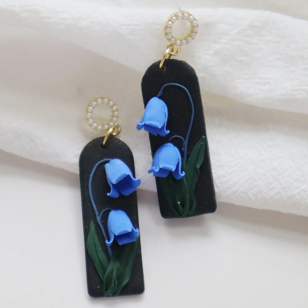

2025 New Polymer Clay Earrings Geometry Dangle Earrings for Women Girl Trendy Handmade Retro 3D Flowers Earring Jewelry Gift