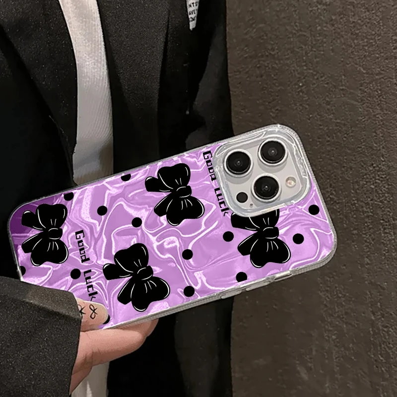 Colorful Love Heart Bow Girls  Phone Case For Apple iphone 15 16 14 13 Pro Max 16e 12 11 7 8 Plus XR SE Shockproof Fundas Cover