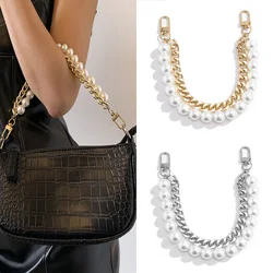 Pérolas Chain Strap para bolsa, acessórios de moda, bolsas alças, imitação pérola saco cadeia, correntes de metal, 24cm