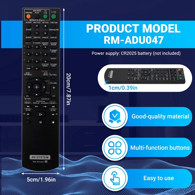 รีโมทคอนโทรลสําหรับ SONY AV DAV-DZ280 DAV-DZ660 DAV-DZ860 DAV-DZ680 DAV-DZ780 HCD-DZ750 RM-ADU047 RM-ADU050