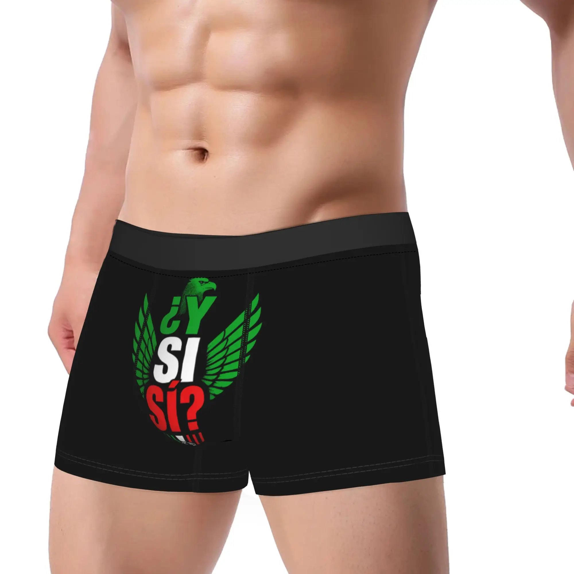 ¿Y Si Sí Mexico Flag Y Si Sí Mexican Eagle Underwear Male Panties Custom DIY Comfortable Boxershorts Trenky Boxer Brief Big Size
