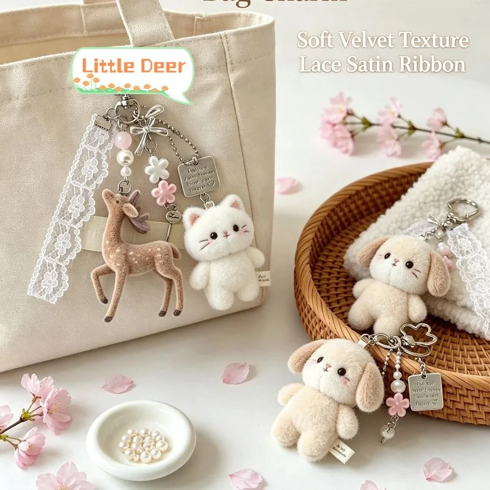 Y2K Deer Pendant Keychain Fashion Korean Style Little Deer Key Ring Delicate Handmade Animals Pendant Key Chain Women