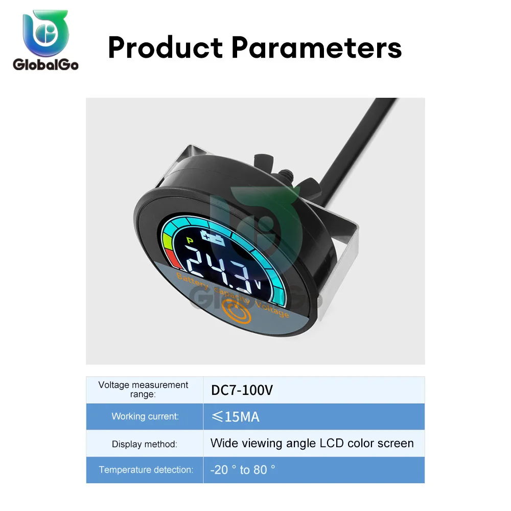 DC8-100V Rond Affichage Numérique Voltmètre LED Voltmètre Numérique Panneau Voltmètre Moniteur Jauge Affichage Accessoires De Voiture Étanche