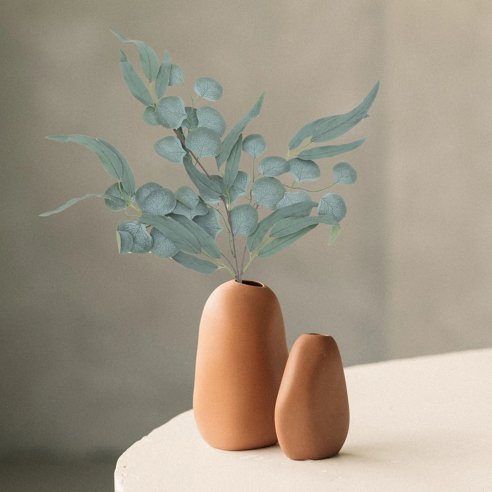 

Faux Eucalyptus Stems Artificial Leaves Realistic Simulation Green Plant Decor for Home Office Table Vase Decor Fake Plant