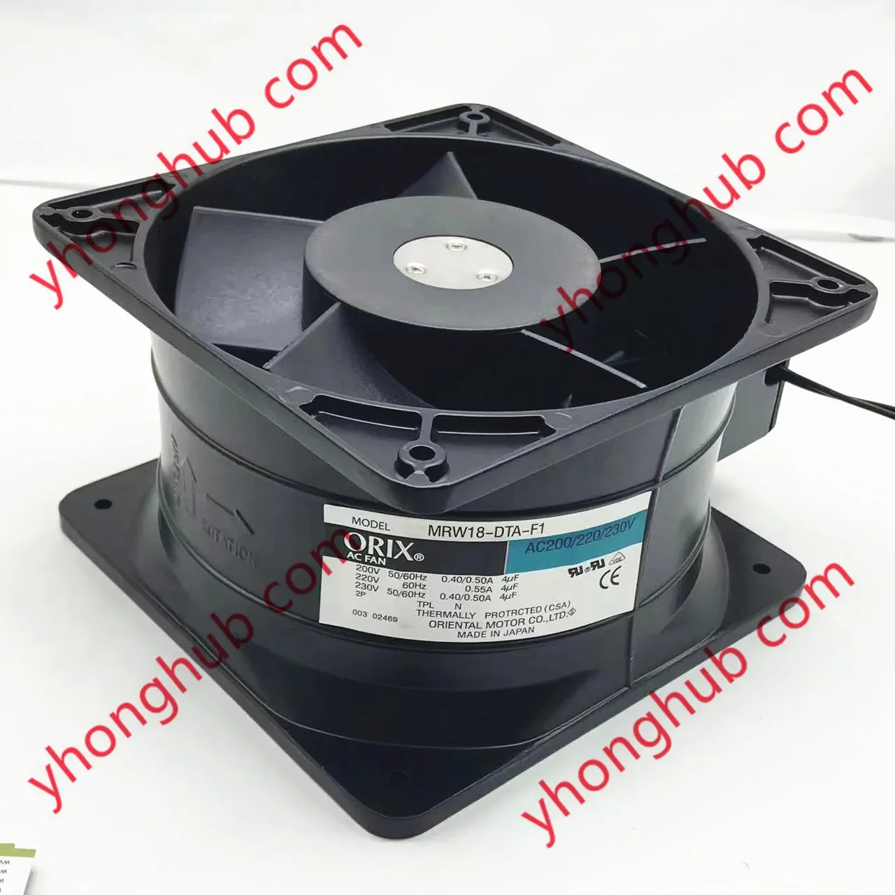 ORIX MRW18-DTA-F1 AC 220V 0.40A 180x180x110mm 2-Wire Server Cooling Fan