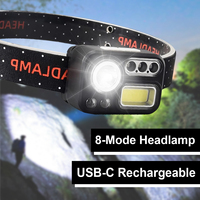 Red/green/white/uv 8 Modes Led Headlamp Headlights For Rechargeable Light Night Sensor Flashlight Motion Cob Usb Headlight Front