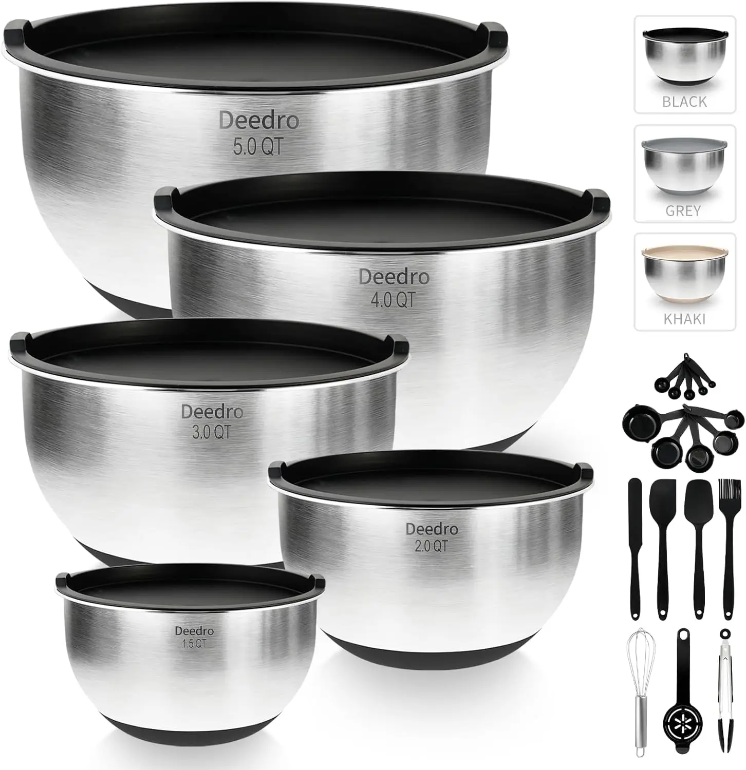 

Premium Mixing Bowls with Airtight Lids Set, 22Pcs Thicker Stainless Steel Mixing Bowl Set, Large Prep Metal Bowls, Non-S