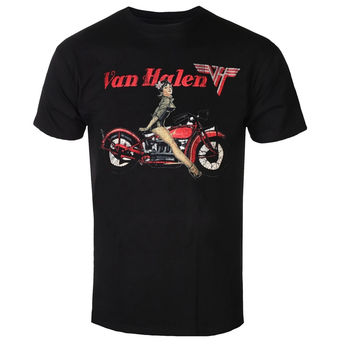 

Van Halen Pinup мотоциклетная одежда с принтом, летние элитные брендовые хлопковые мужские и женские футболки с короткими рукавами