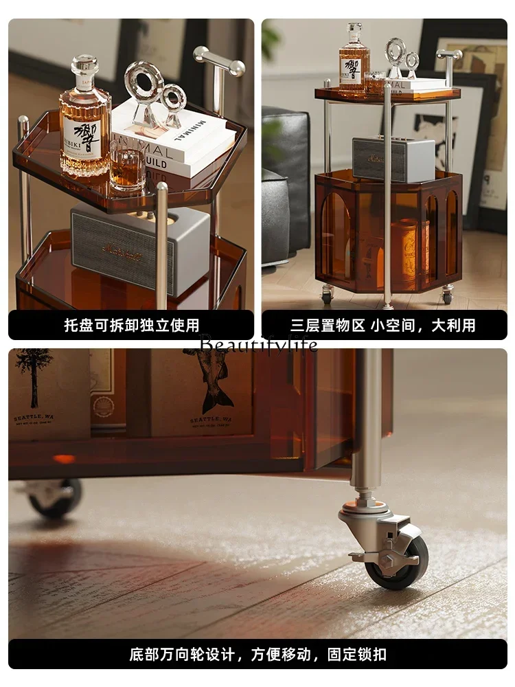 02 طاولة قهوة فاخرة ذات عربة متنقلة لغرفة المعيشة في العصور الوسطى #5