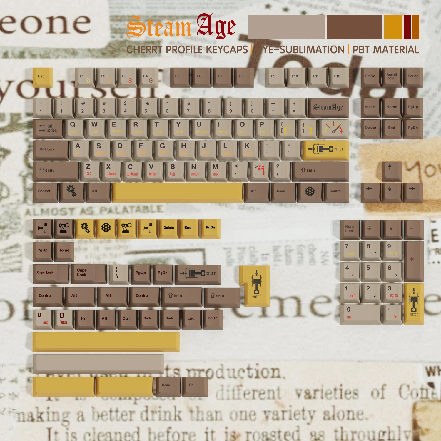 

Age of Steam retro keycap PBT original Wooting sublimation ATK68 drunk deer magnetic axis keycap wall thickness 1.7