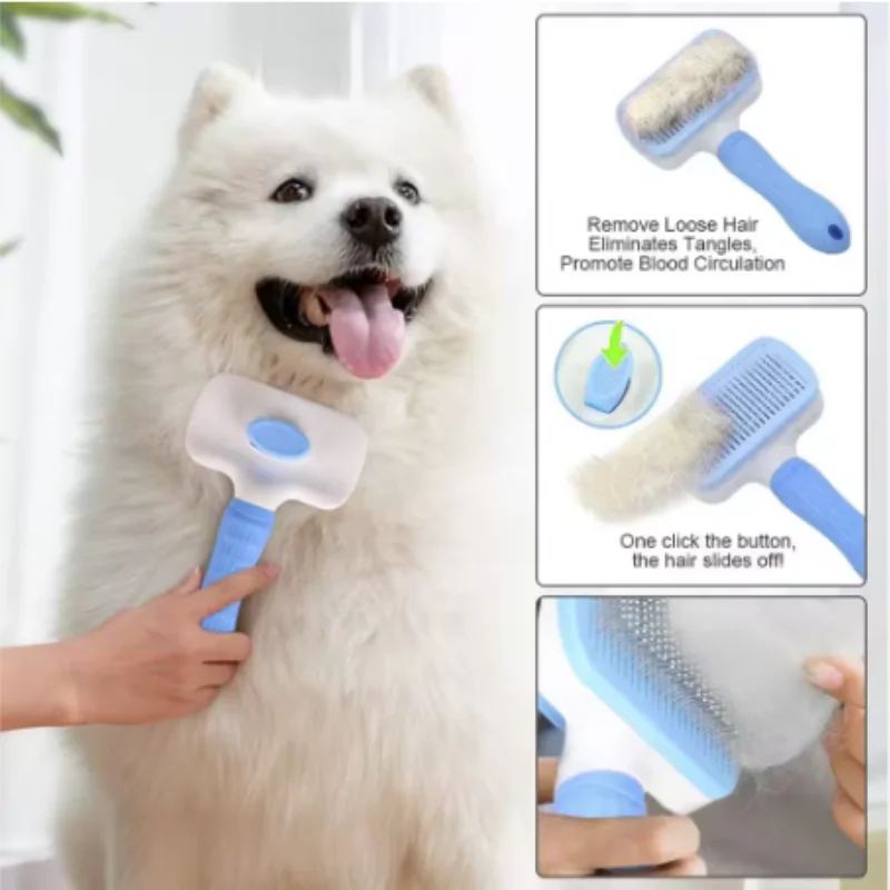 Pet Dog Brush Cat Comb Self Cleaning Pet Hair Remover Brush For Dogs Cats Grooming Tools Pets Dematting Comb Dogs Accessories, image 6