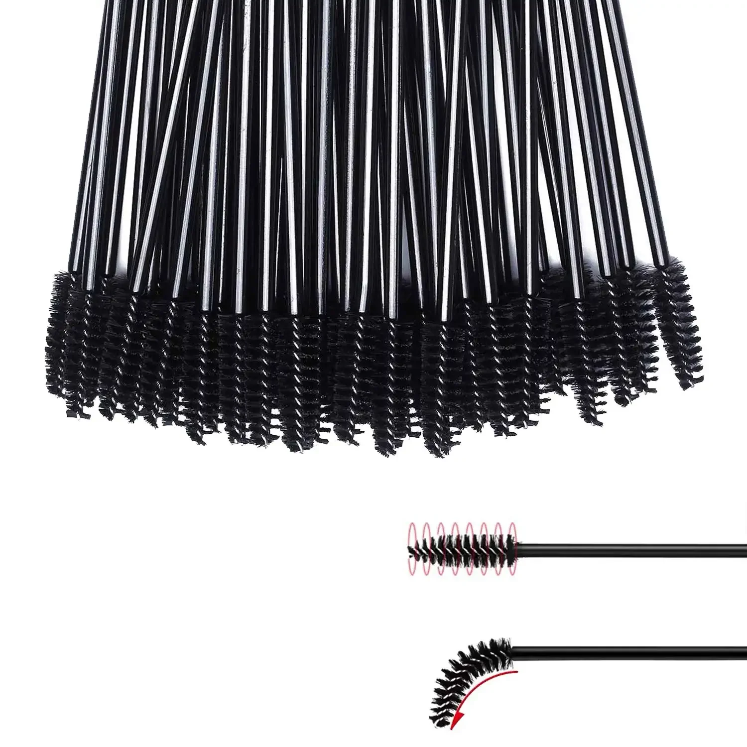 100 Pcs/Pack Black Disposable Eyelash Mascara Brushes for Eye Lashes Extension Eyebrow and Makeup Tool