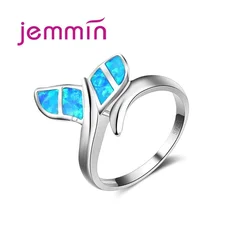 New Promotion Cute Whale Ring with Blue Fire Opal 925 Sterling Silver  Rings for Women Wedding Popular Bague Bijoux