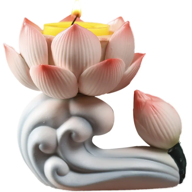 

CZ lotus candle holder holder household Buddha ghee base lotus ornament