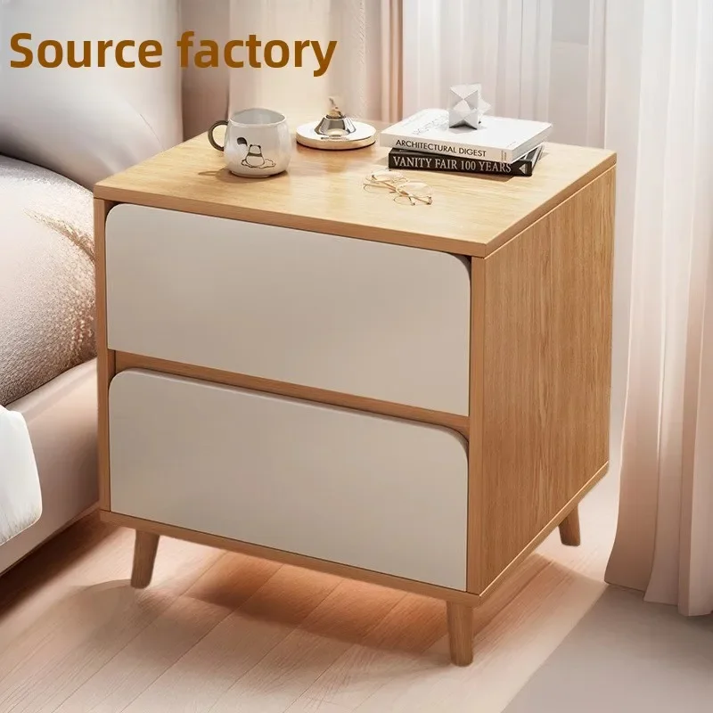 Bedside Nightstand Small Modern Minimalist Solid Wood Legs Storage Cabinet Rental Rooms Living Room Bedroom Decor Nightstands