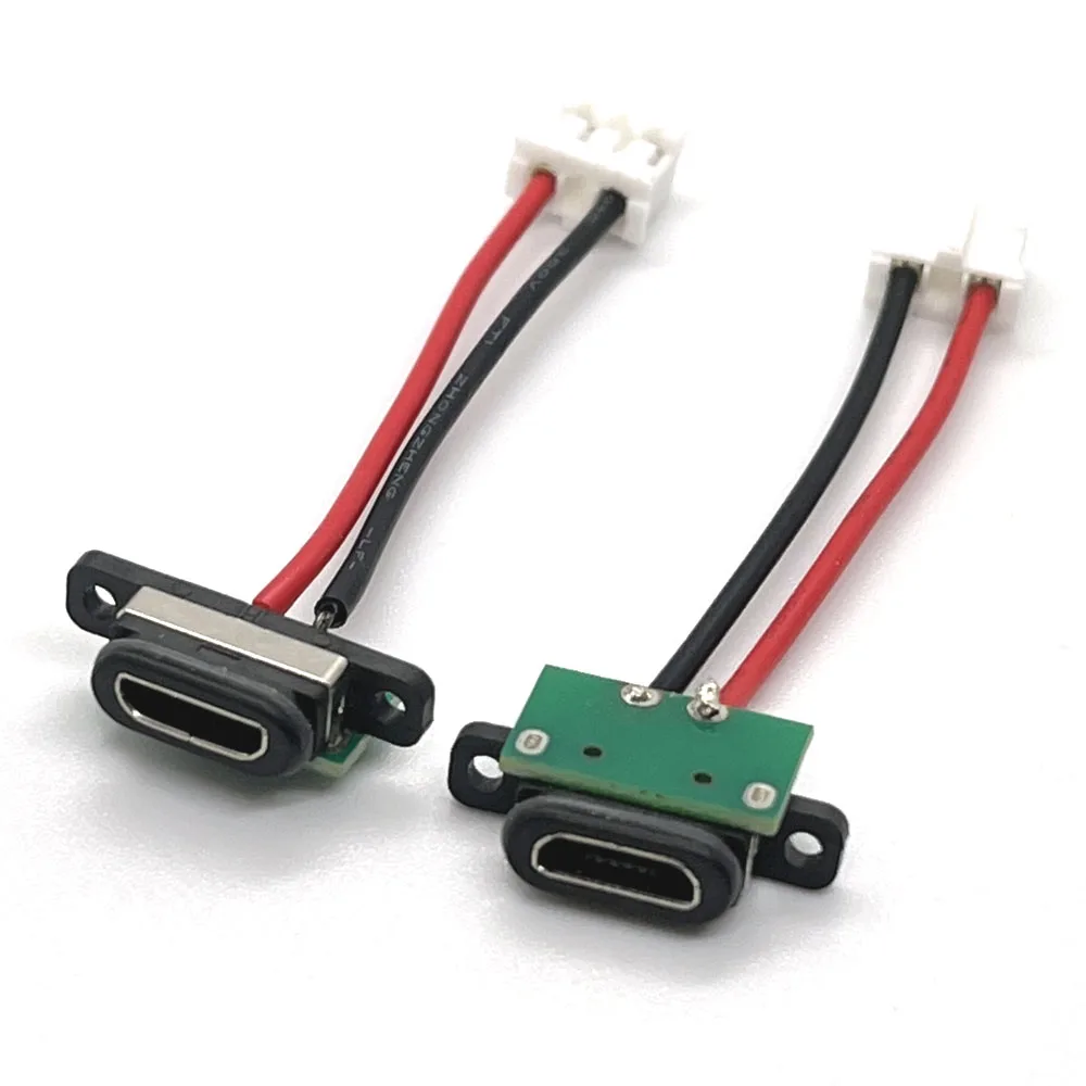 1PCS 5 Pin Micro USB Connector Port Socket Female with Screw Hole Waterproof Power Charging Dock With Cable Terminal