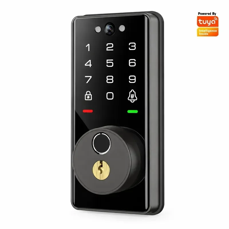 Tuya Password Fingerprint Electronic Door Lock Automatic Smart Lock Electronic Cat Eye Visual Deadbolt Lock