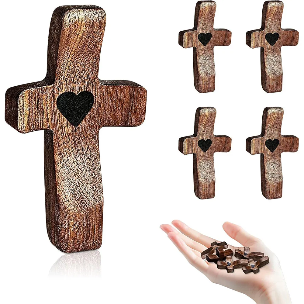 10/1 Stück Taschenkreuz aus schwarzem Walnussholz, Stressabbau, spiritueller Begleiter, Kreuz, My HeartPocket, christliches Geschenk für Gebet und Glauben