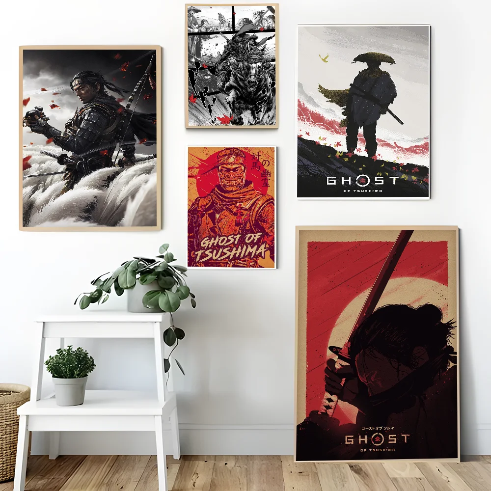 The Game of Ghost of Tsushima Classic Vintage Posters Waterproof Paper Sticker Coffee House Bar Home Decor