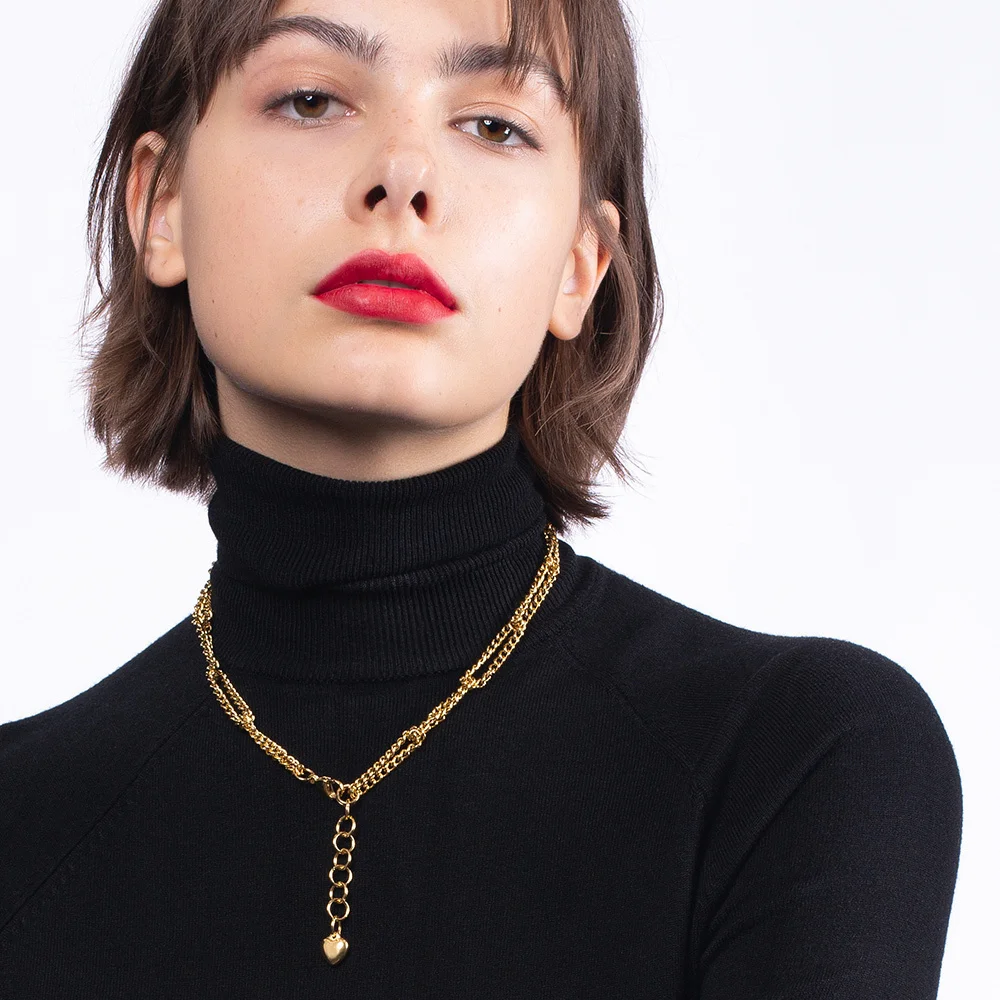 

ENFASHION сердце соединенная цепочка ожерелья для женщин золотого цвета из нержавеющей стали модные украшения колье подарки друзьям P3164