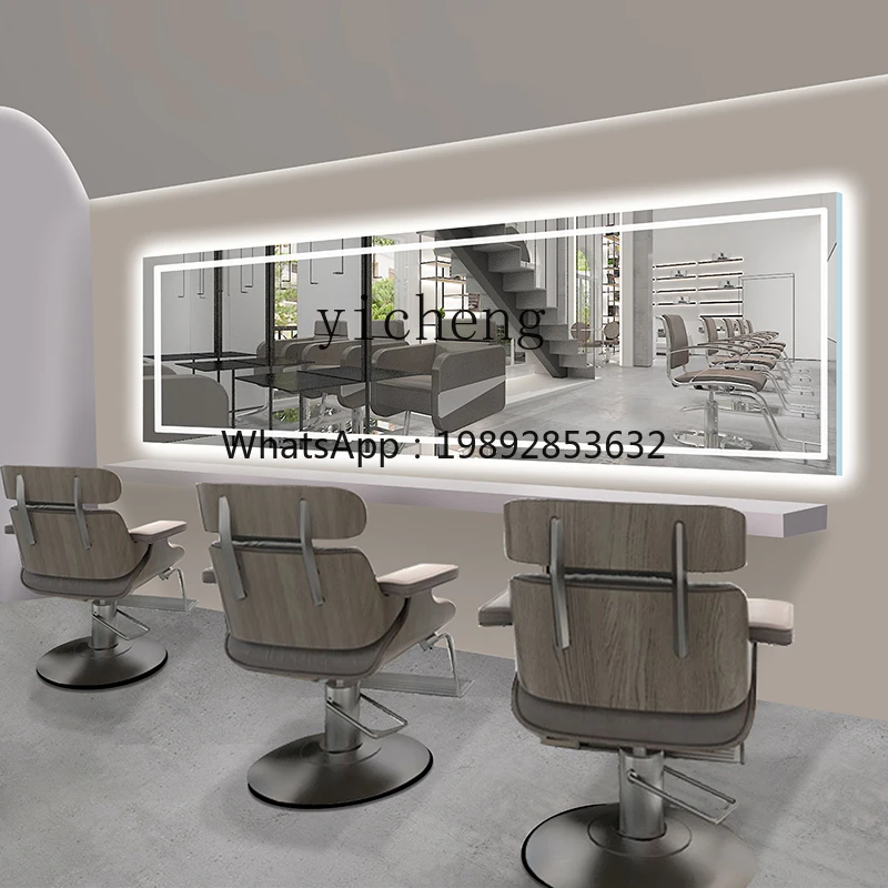 

J1 barber shop mirror horizontal hanging hair dyeing and perming salon special hair salon mirror table high-end Chase mirror
