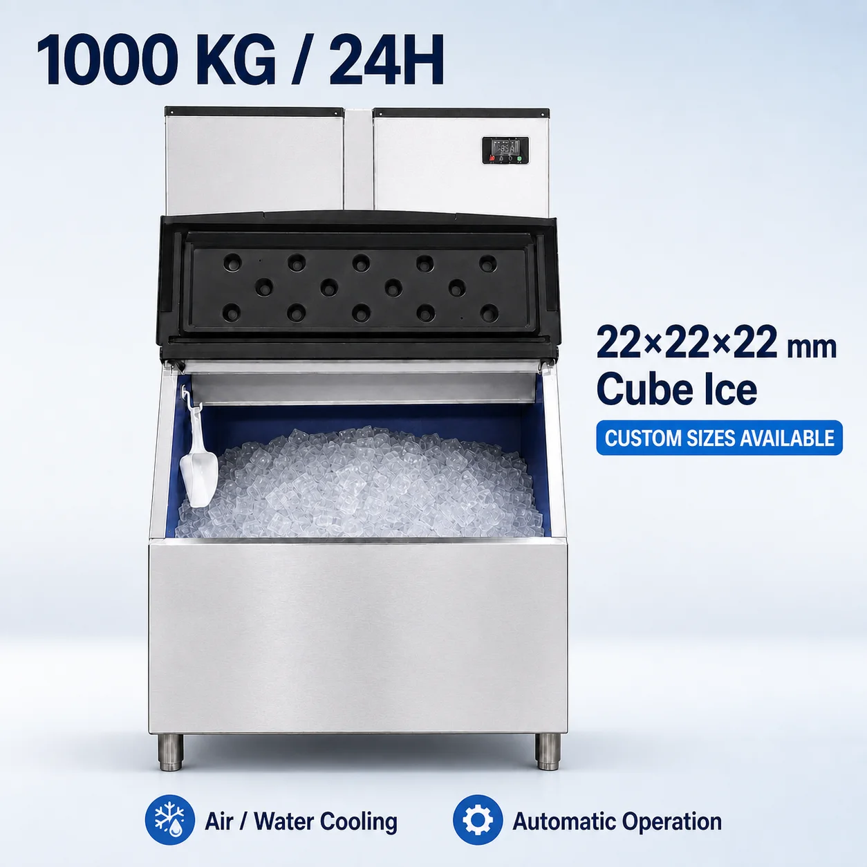 Commercial Ice Maker Air Cooled - 1000kg/24H Commercial Cube Ice Maker Machine