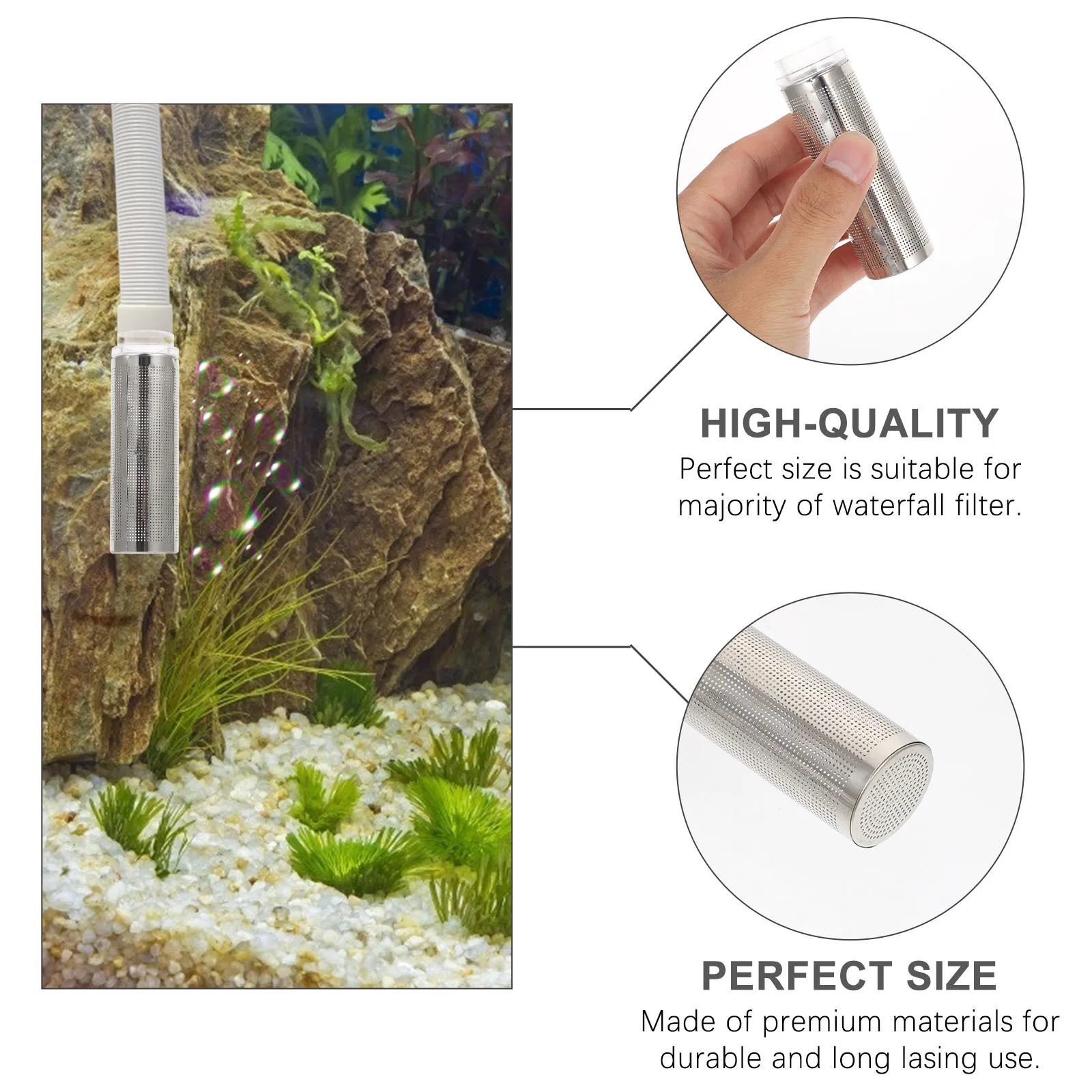 

1pc Aquarium Filter Mesh Cover Cylinder Design Intake Strainer Guard Replacement For Fish Tank Water Inlet Filter Accessory