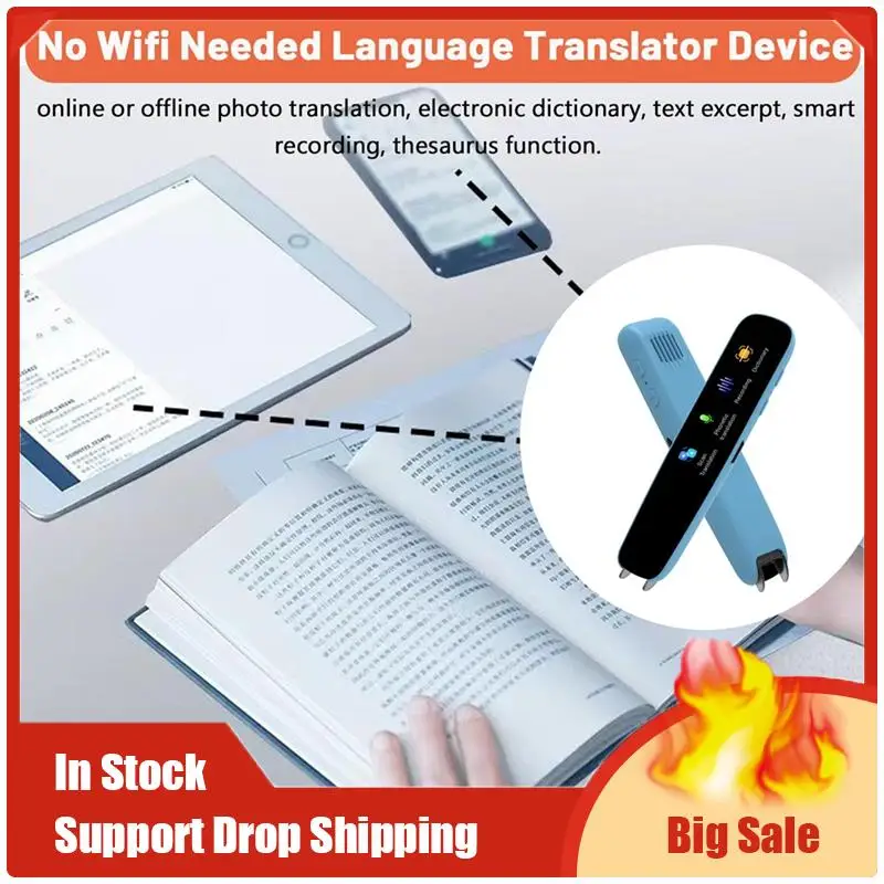 أفضل العروض مترجم صوتي فوري، جهاز مترجم لغة لا حاجة إلى واي فاي، مبدل قلم ترجمة 112 لغة