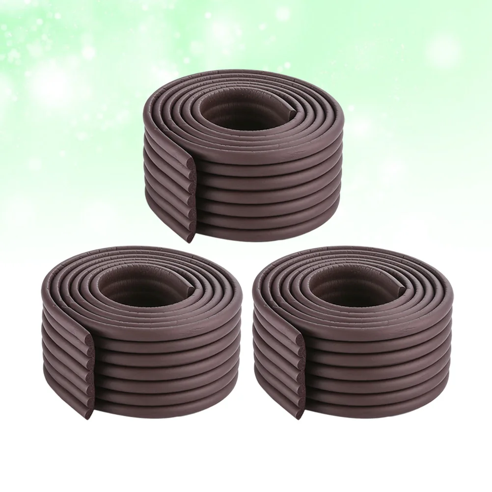 

3Pcs W-Shaped Thick Corner Protector Baby Safety Table Guard Cushion Anti-Collision Bumper Strip Brown Easy Install