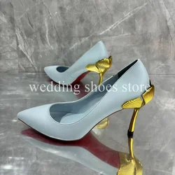 Fashion Design High Heels Gold Heel Sexy Pointed Toe Shallow Mouth High Heels Luxury New Single Shoes Women Wedding Pumps 8cm