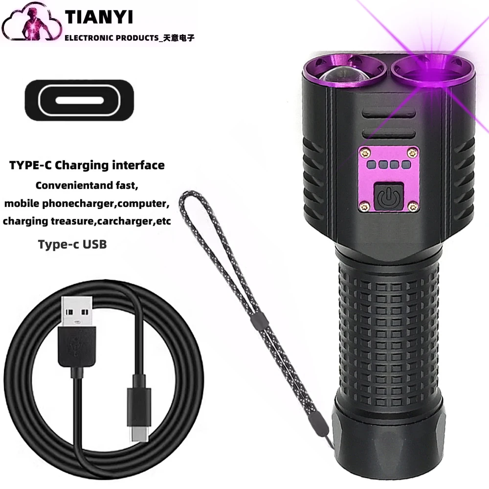 

UV curing glue lamp household identification fluorescent agent purple light 365NM high power waterproof flashlight