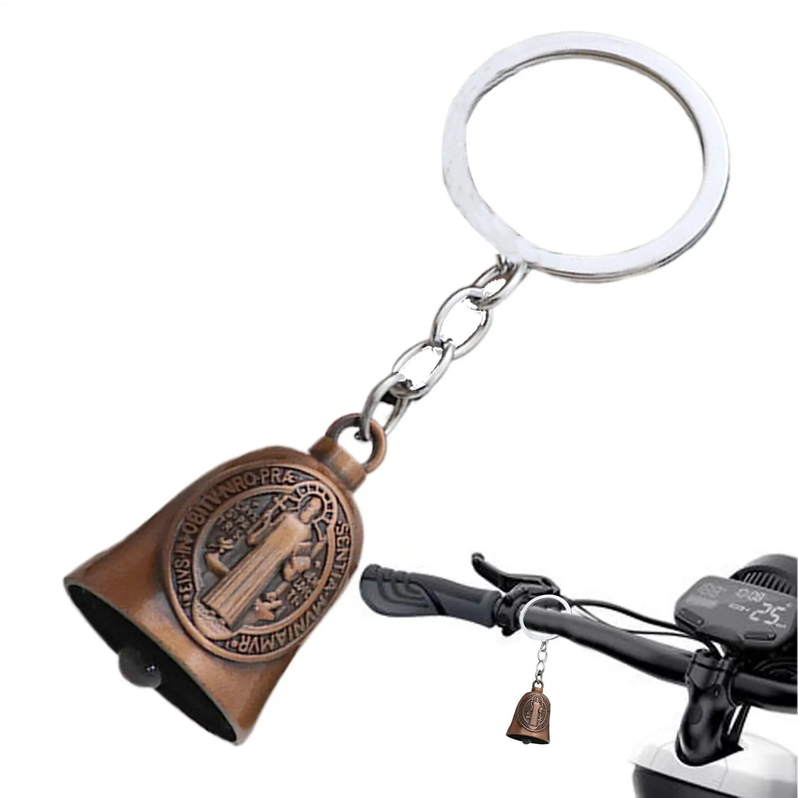 1PCS Motorcycle Bell Good Luck Jesus Bell Creative Motorcycle Bell Accessories For Good Luck Retro Riding Luck Key Chain Bell