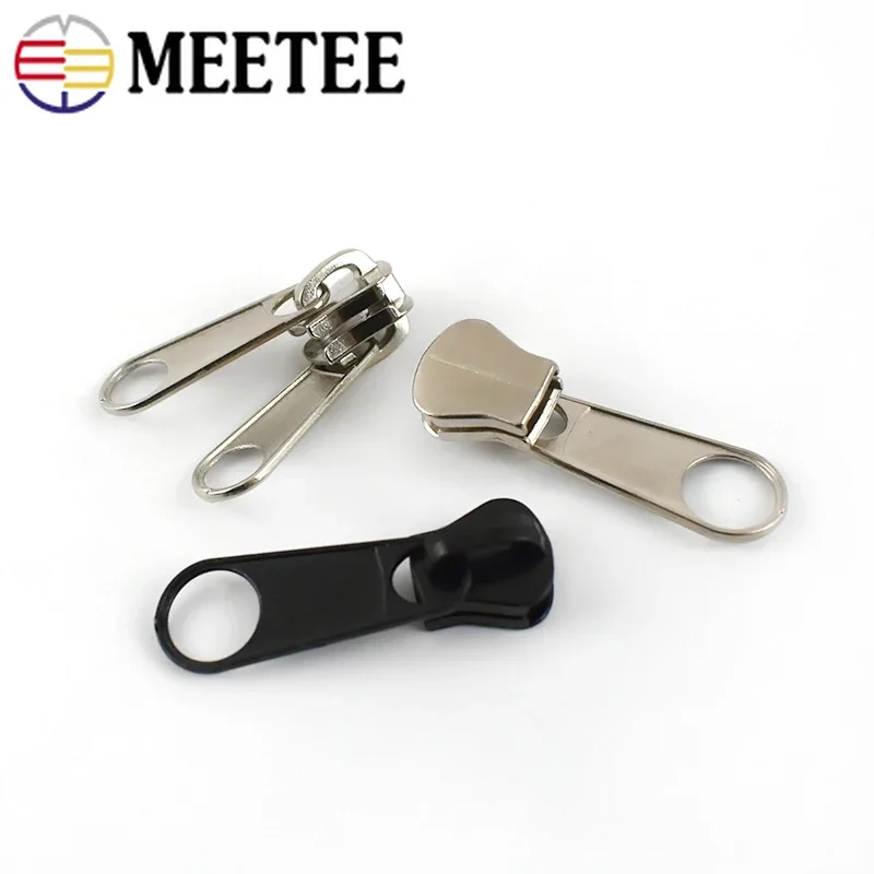 5Pcs Meetee 10# Zipper Head For Resin Zippers Puller Purse Double Side Zip Slider Zips Reapir Kit DIY Garment Sewing Accessories