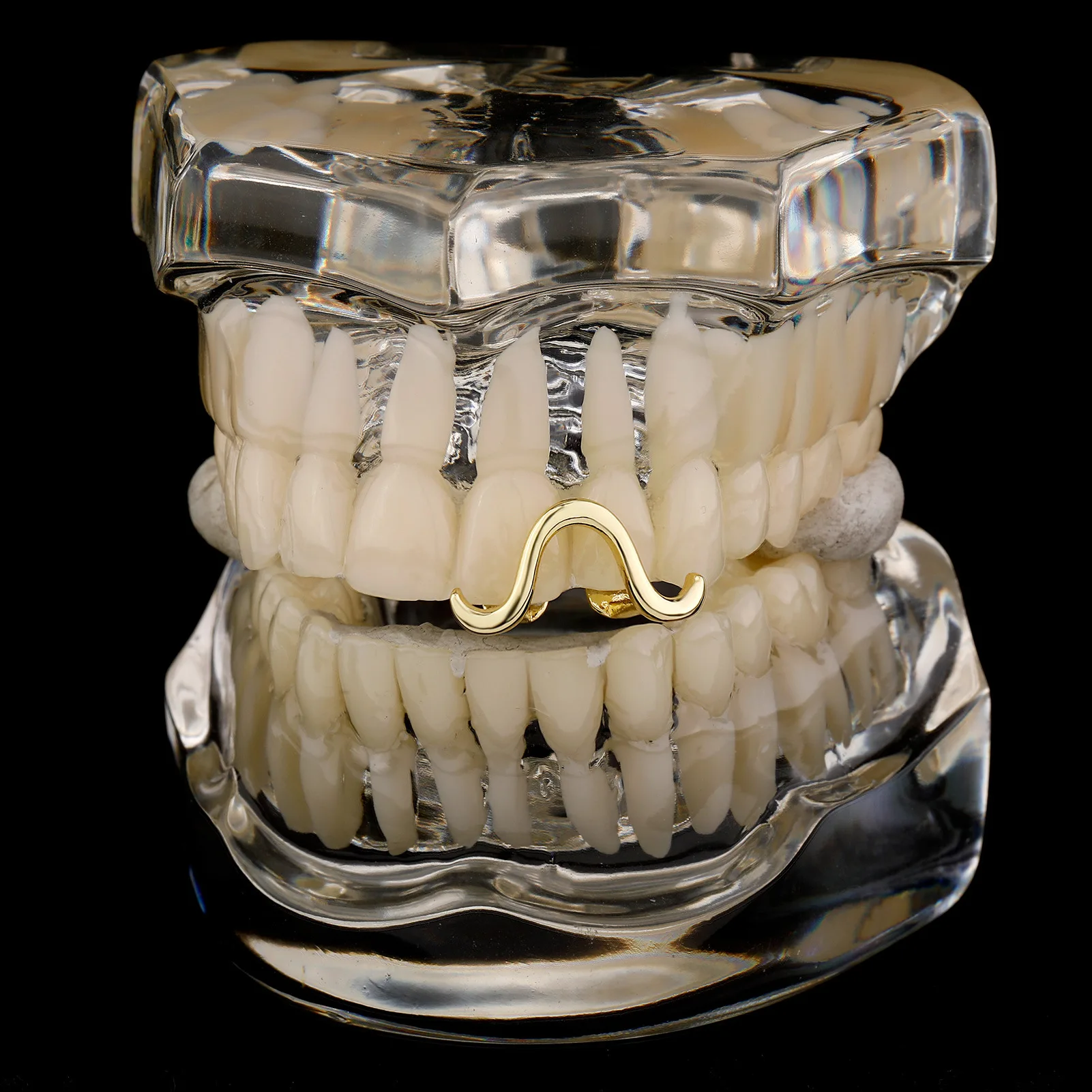 Unique Wave Grillz Teeth Jewelry Single Tooth Cap Gold Plated Hip Hop Fashion Mouth Accessories Party Street Style
