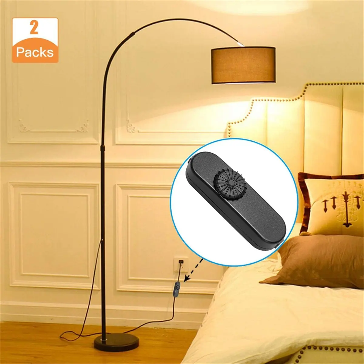 2PCS Inline Lamp Switch Full Range Rotary Dimmer Switch for Floor, Table, Pendant Lights, LED Lamp, Incandescent Bulbs