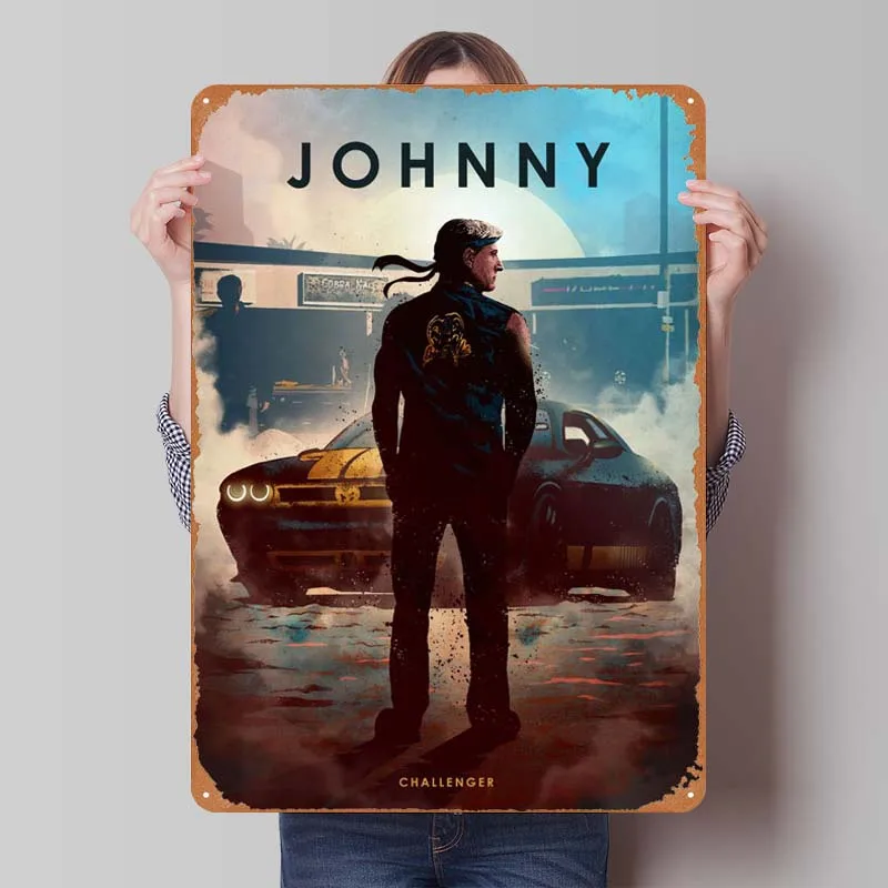 Johnny Lawrence Car Legends Metal Poster Art Mural Vintage Metal Tin Signs for Garage Bedroom Man Cave Wall Decoration Door Sign