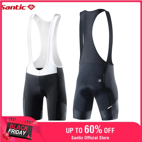 Imagen 1 del producto Santic-pantalones cortos con pechera para ciclismo para hombre, Shorts acolchados 4D para ciclismo de montaña, parte inferior de bicicleta de carretera, conducción de media distancia, verano, K7MC033