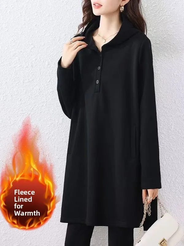 

Женская толстовка с капюшоном Thiened, осенне-зимнее пальто средней длины на подкладке с высокой талией, длинные брюки, корейский Sle Jaet