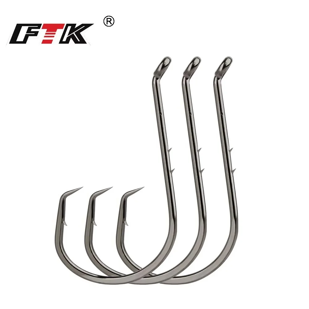 FTK 25 piezas Anzuelos de Pesca de Acero con Alto Contenido de Carbono Japón 1/0 # -8/0 # Anzuelos de pesca de pulpo con púas, aparejos de pesca marina
