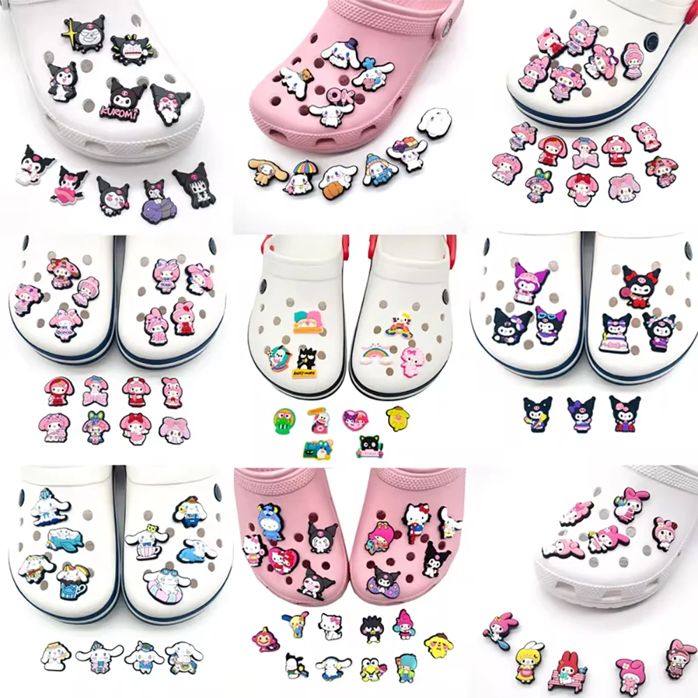 MINISO fai da te ciondoli per scarpe accessori Cartoon Kuromi Cinnamoroll Melody Cute Buckle zoccoli sandali Pin decorare regali per ragazze