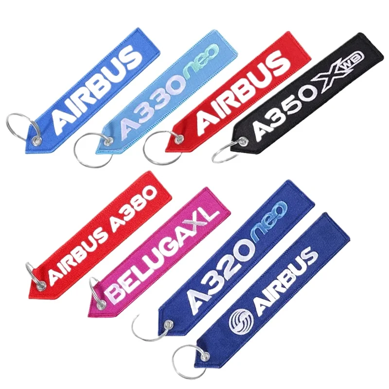 

JDM New StyleAviation Keychain A380Bus Logo Both Sides Embroidery Car KeyChain Accessories Backpack Suitcase Tags