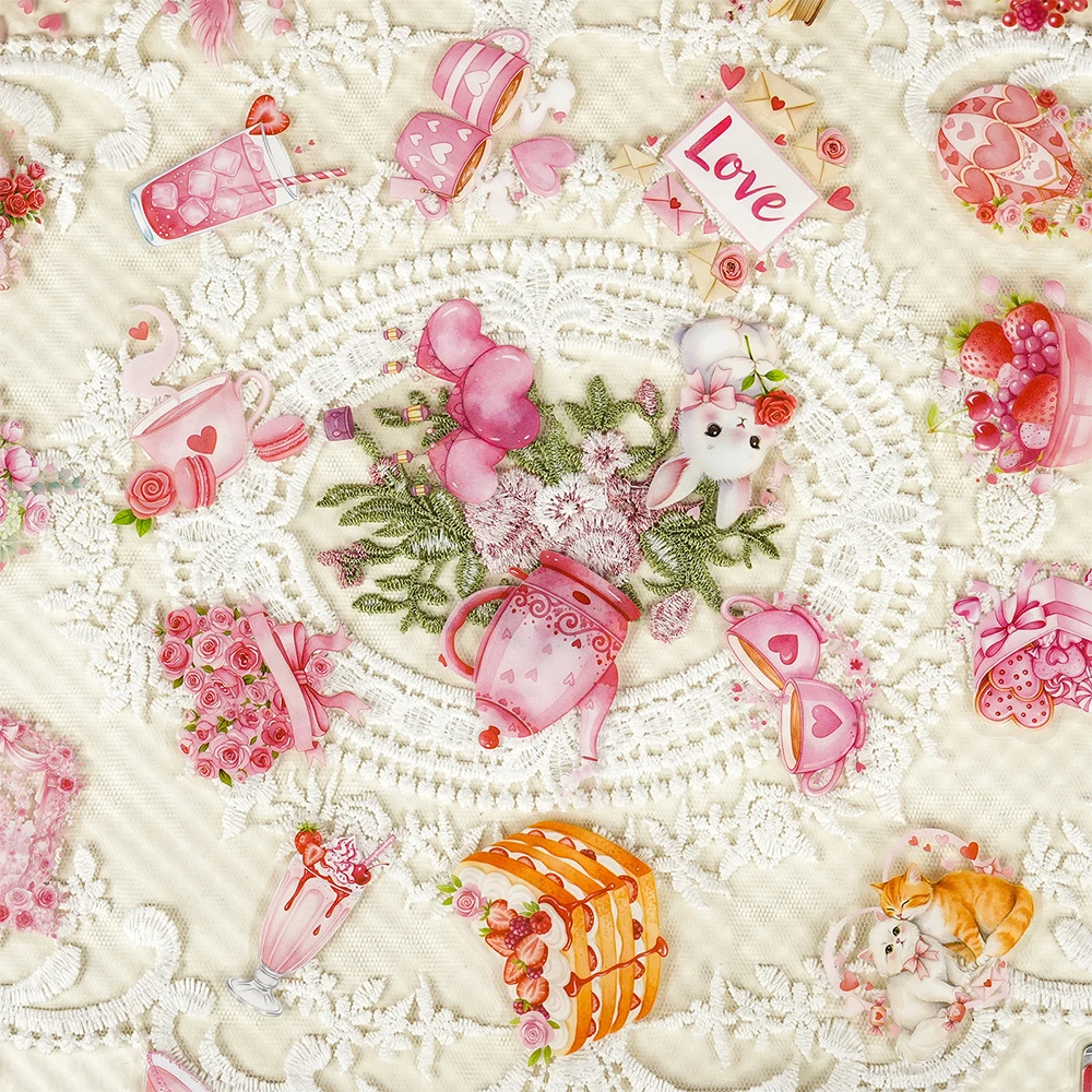 10/30/56 قطعة الوردي رومانسية عاشق هدية الكرتون ملصقات لطيف الجمالية الكتابة على الجدران الشارات للأمتعة المحمول الدراجة ملصق شفاف